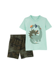 Carter's - Conjunto con remera y shorts con diseños de dinosaurios