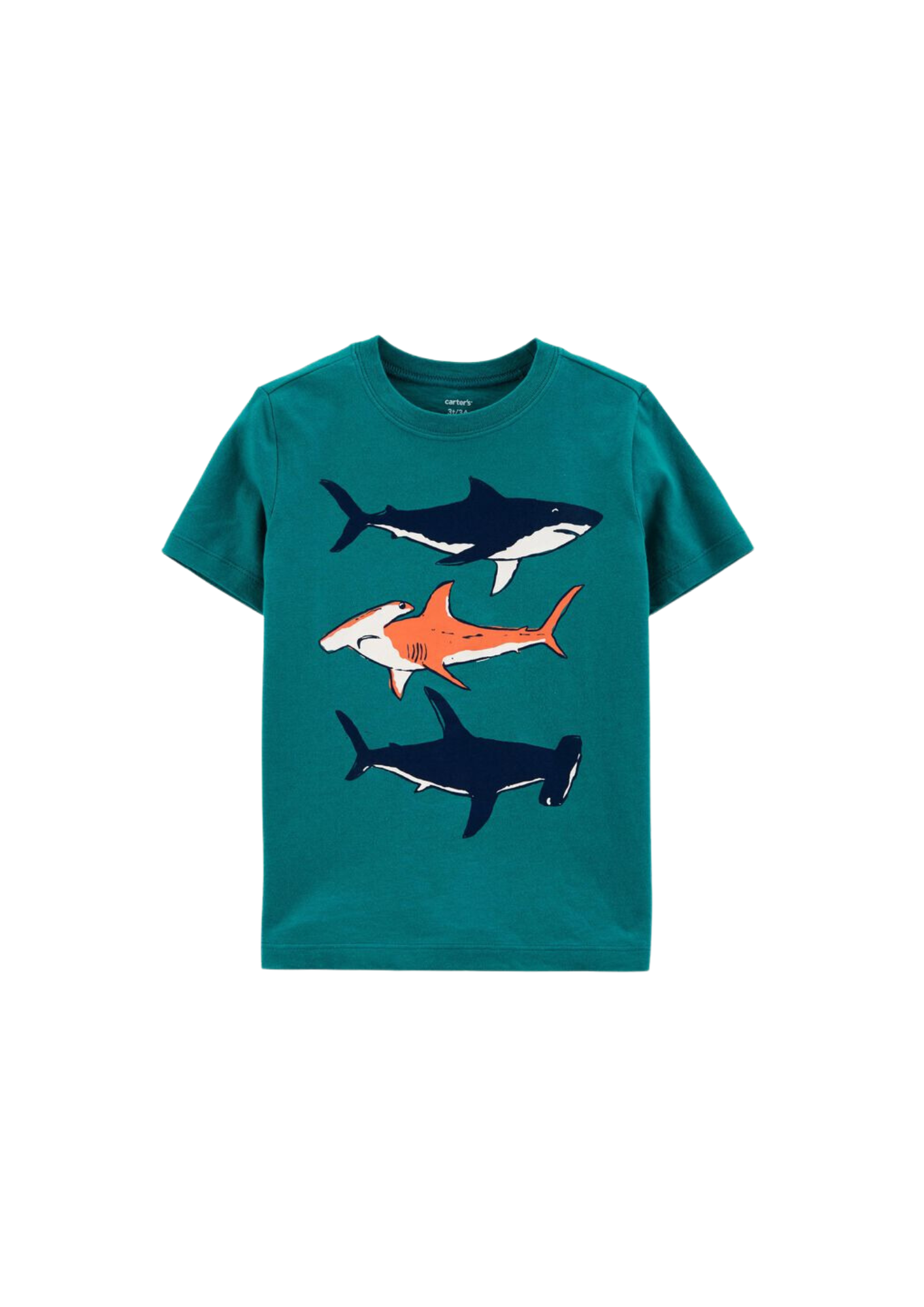 Carter's - Remera básica color verde diseño de tiburones
