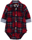 OshKosh B'Gosh - Camisa-body cuadriculada con mangas largas