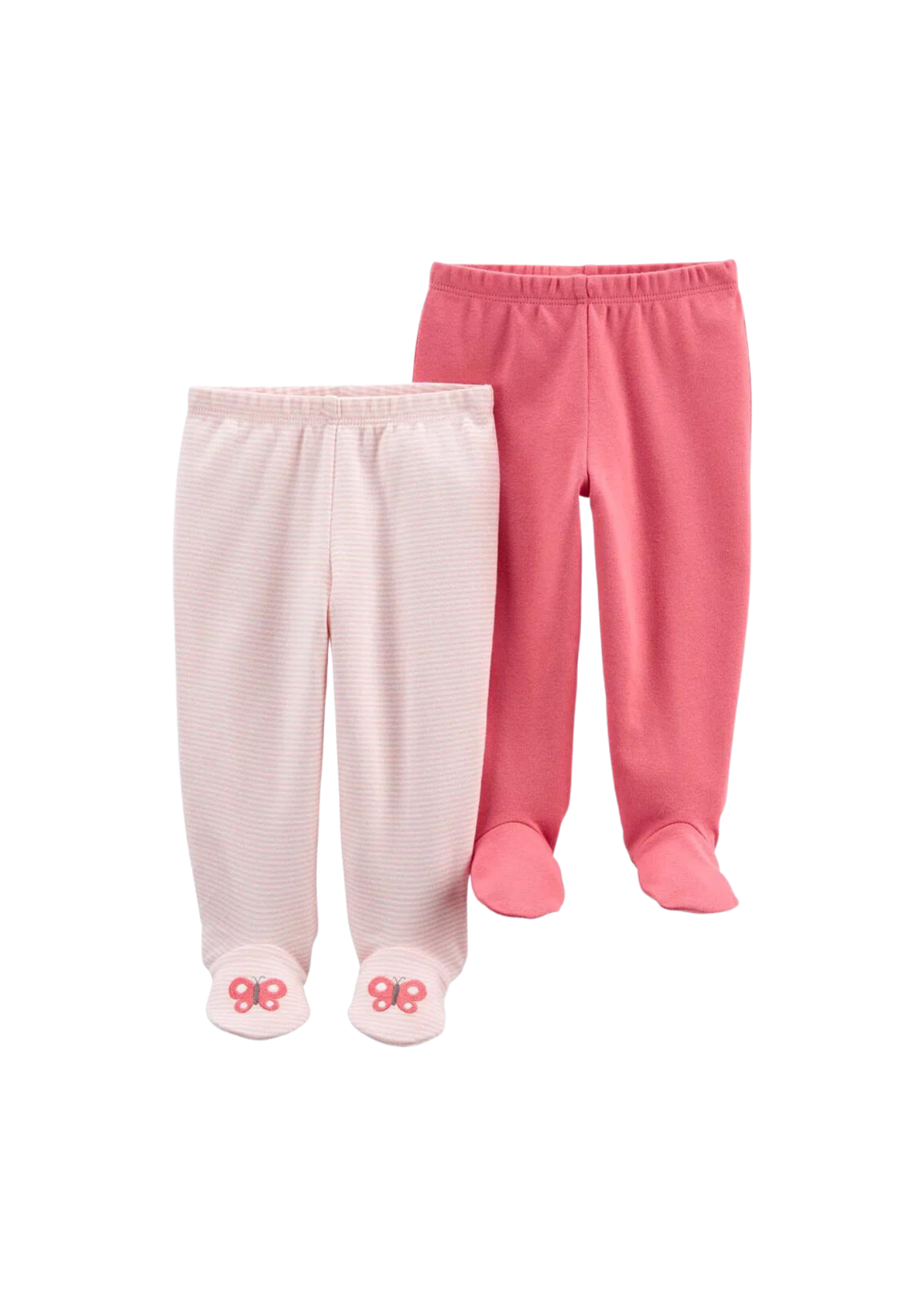 Carter's - Paquete con 2 pantalones con pies color rosado