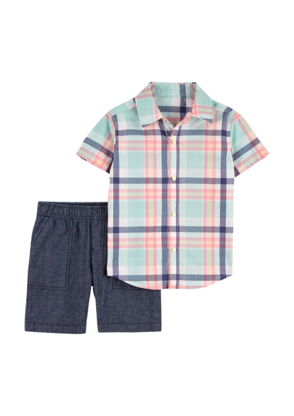 Carter's - Conjunto con 2 piezas Camisa y shorts cuadros