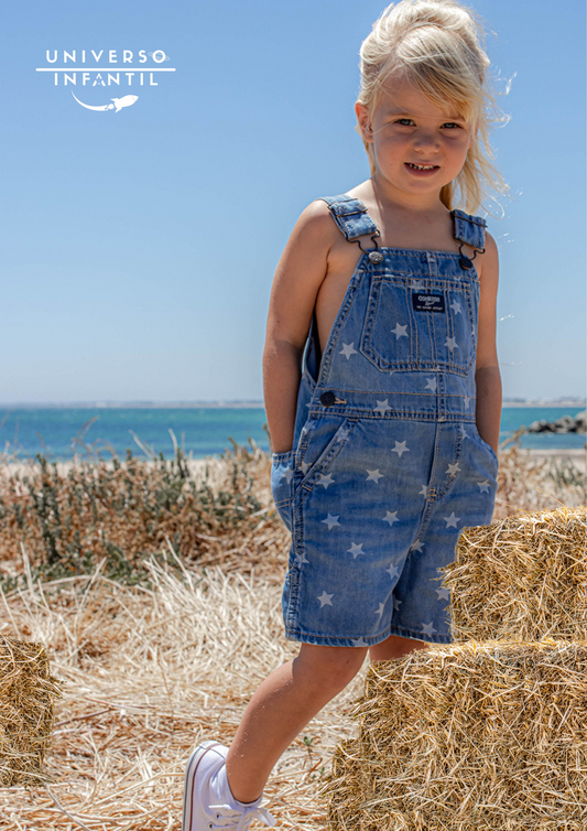 OshKosh B'Gosh - Jardinera jeans con diseños de estrellas