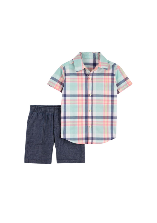 Carter's - Conjunto con 2 piezas camisa y shorts