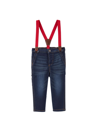 OshKosh B'Gosh - Pantalón jeans con tirantes de color rojo