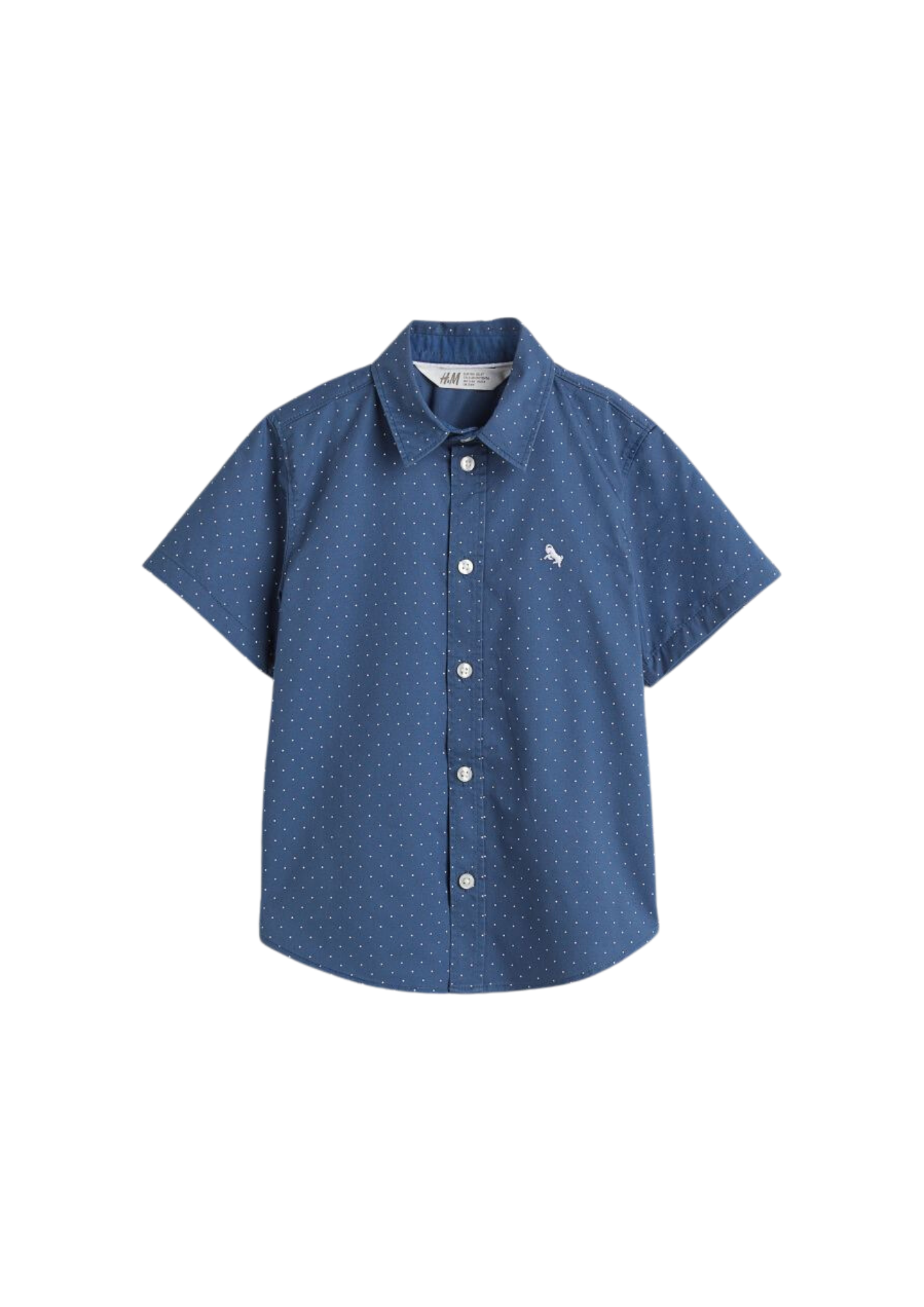 H&M - Camisa de mangas cortas color azul con motas blancas