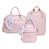 Kit Arco Iris Rosa Bolso Grande + Bolso Mediano + Mochila