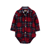 OshKosh B'Gosh - Camisa-body cuadriculada con mangas largas