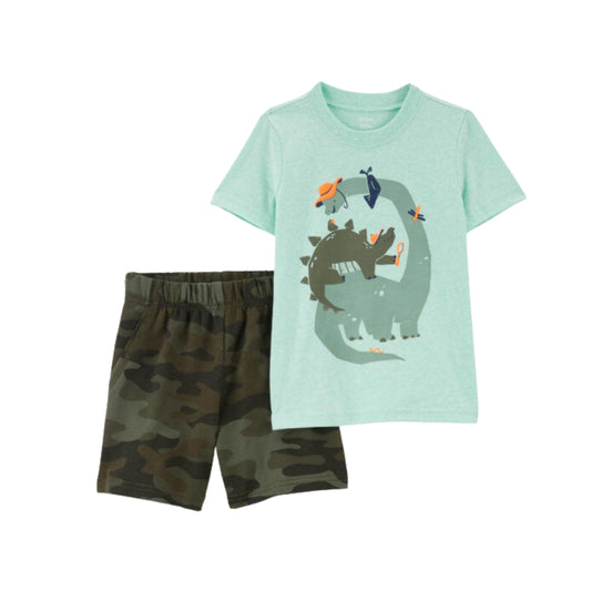 Carter's - Conjunto con remera y shorts con diseños de dinosaurios