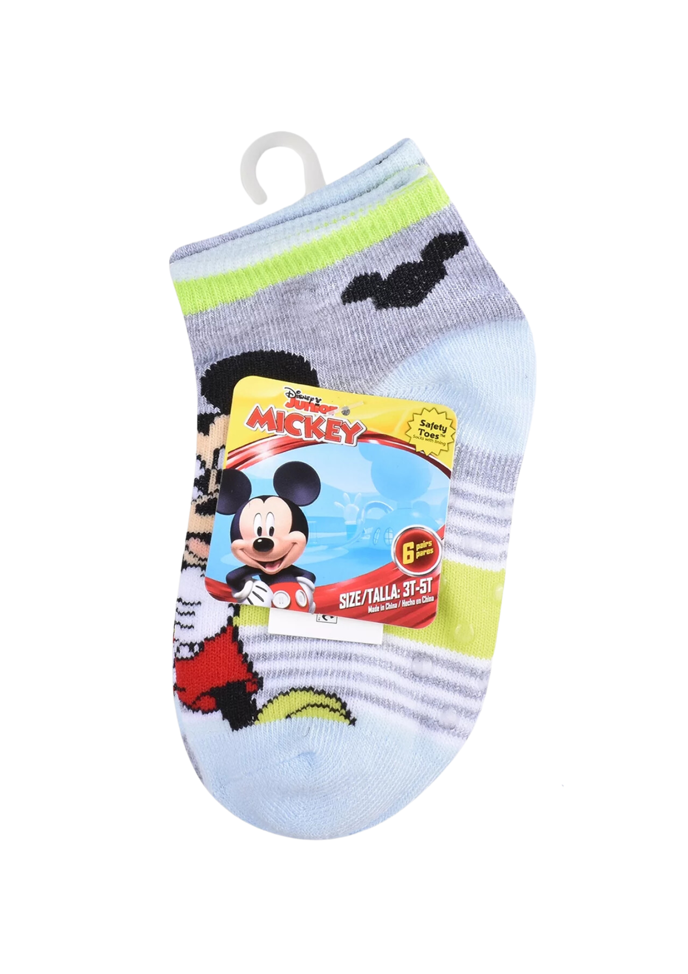 Disney Junior - Paquete con 6 pares de medias antideslizantes Mickey