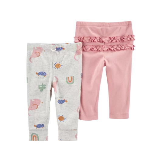 Carter's - Paquete con 2 pantalones rosado/gris diseño de animales