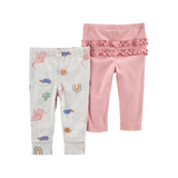 Carter's - Paquete con 2 pantalones rosado/gris diseño de animales