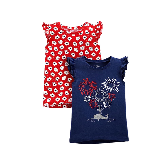 Simple Joys By Carter's - Paquete con 2 blusas Rojo/Azul